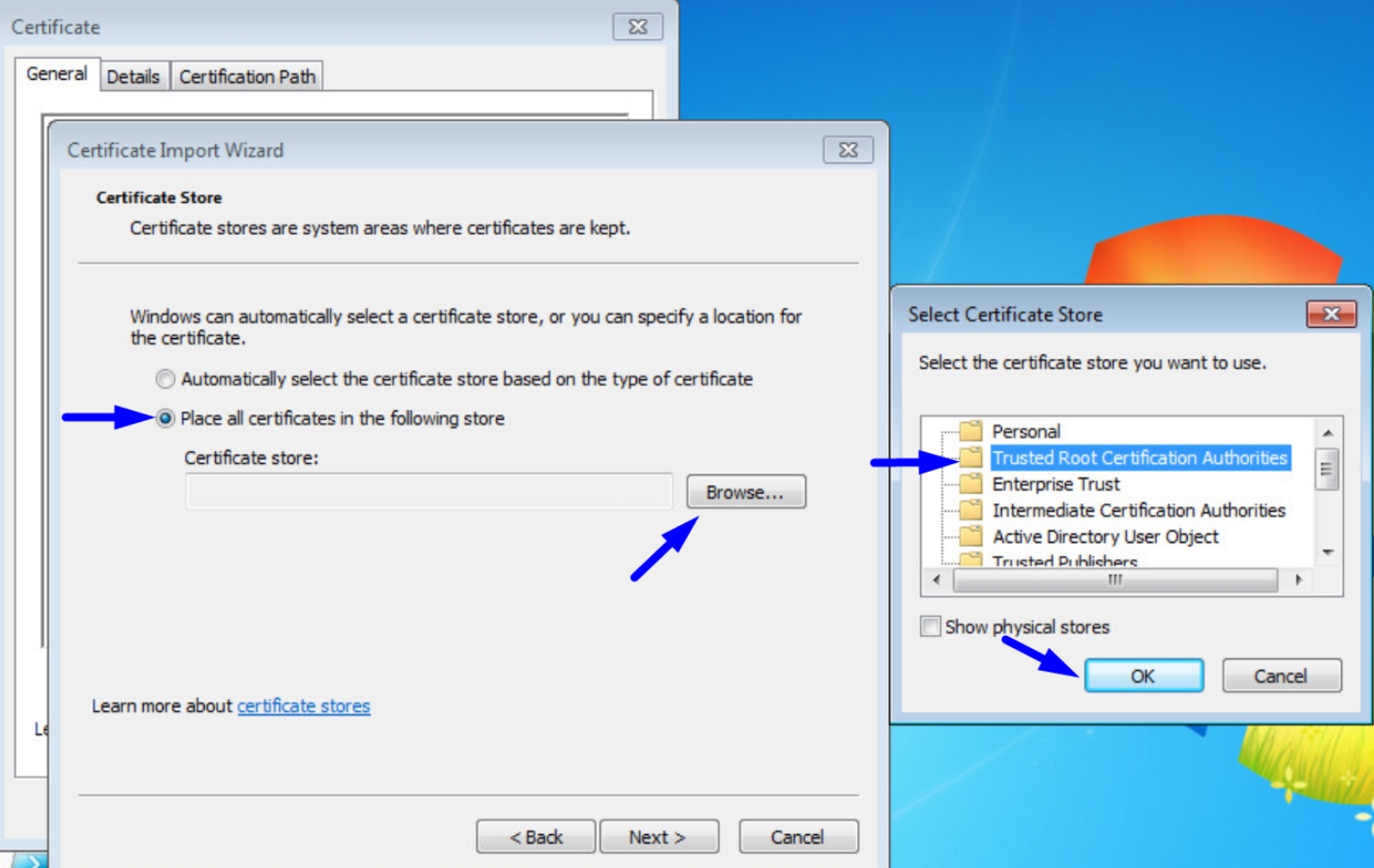 certificat d’importation assistant confiance autorités de certification racine