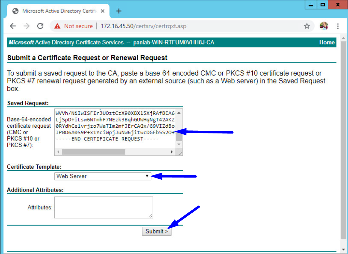 microsoft ad directory cert services soumettre une demande de cert ou de renouvellement