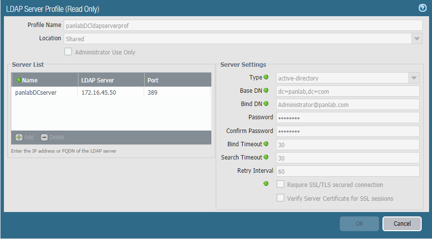 configurar el perfil del servidor ldap