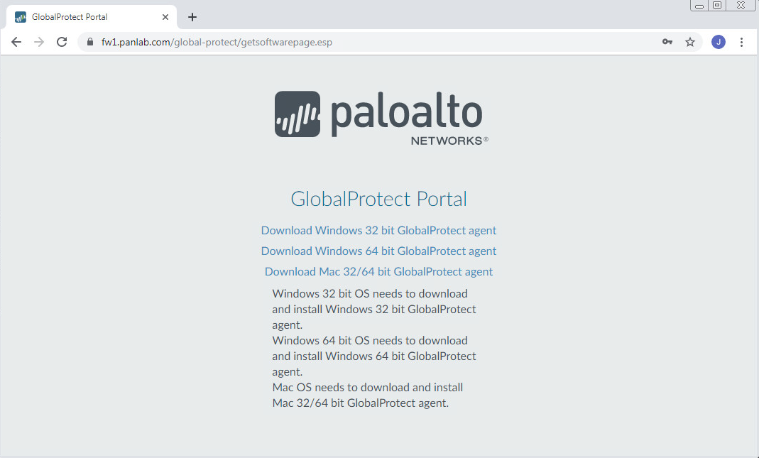globalprotect portal obtener la página de software 2