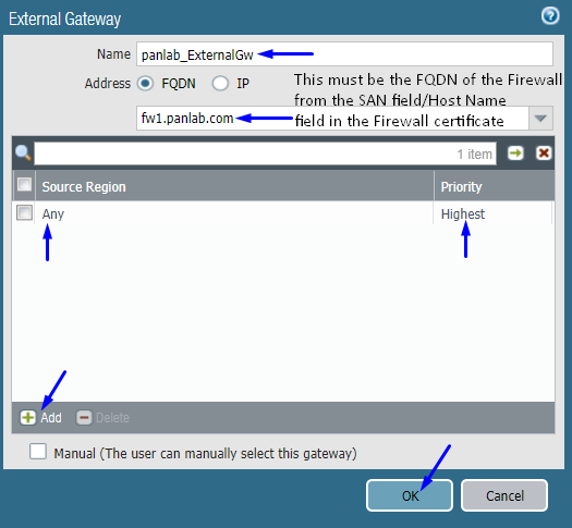 globalprotect Portalkonfigurations-Agent-Registerkarte externes Gateway