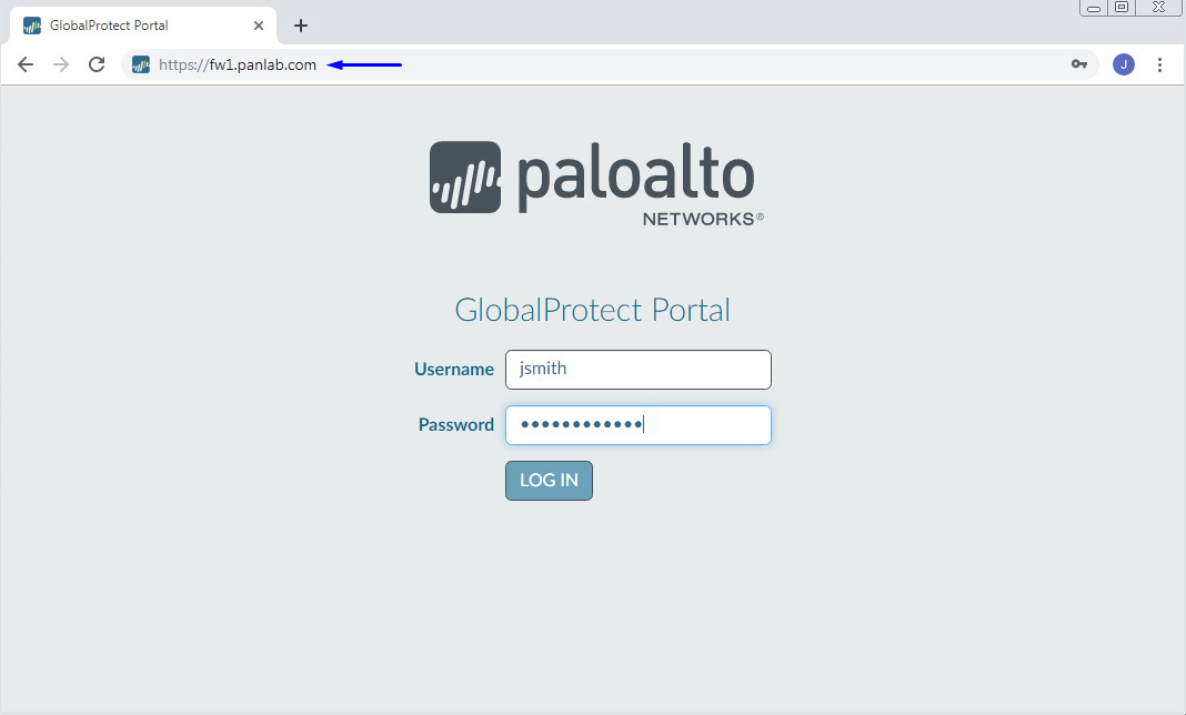 globalprotect Portal-Anmeldeseite
