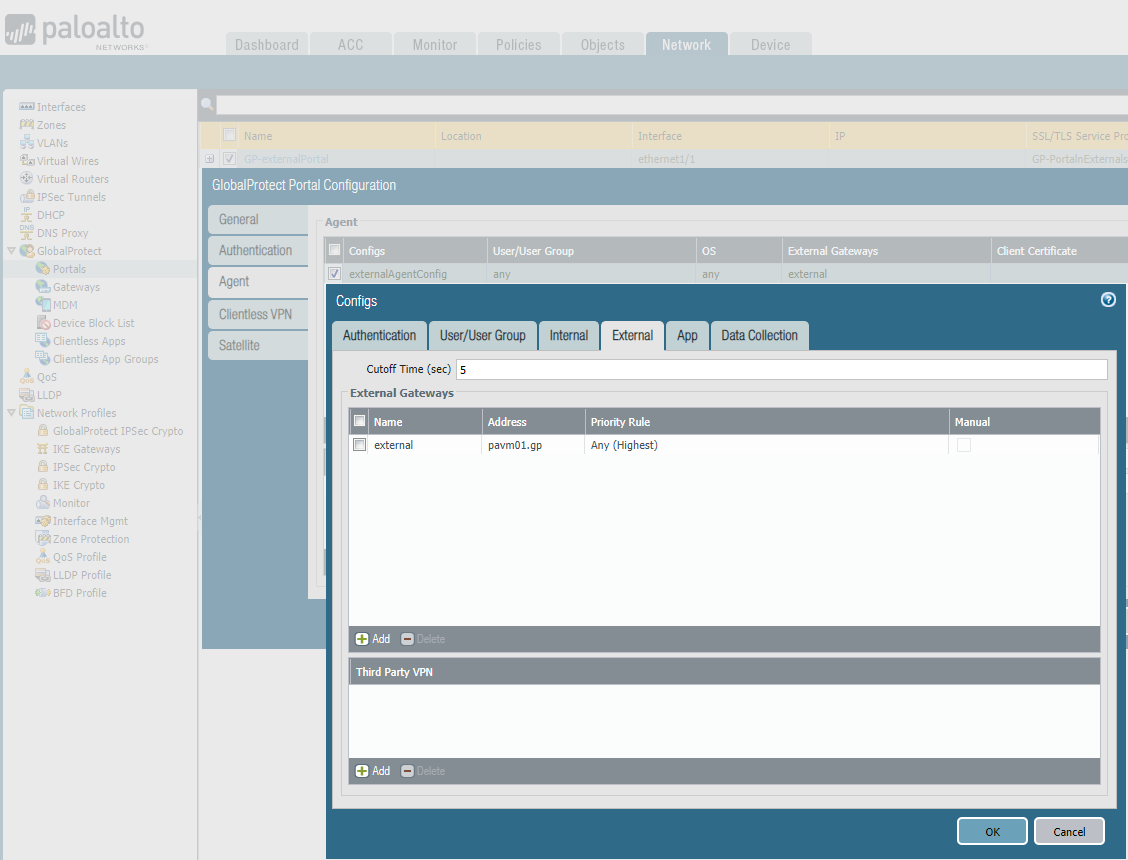 Adresse de passerelle externe