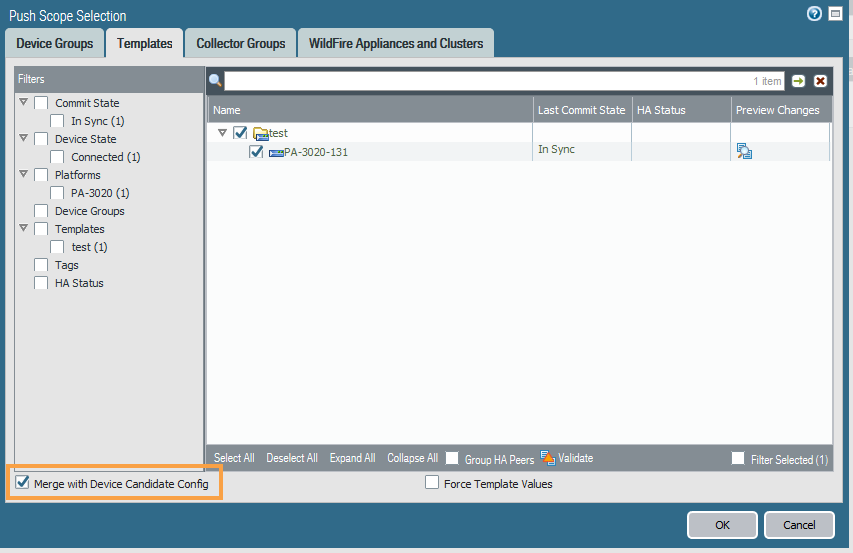 Zusammenführung mit Device Candidate Config