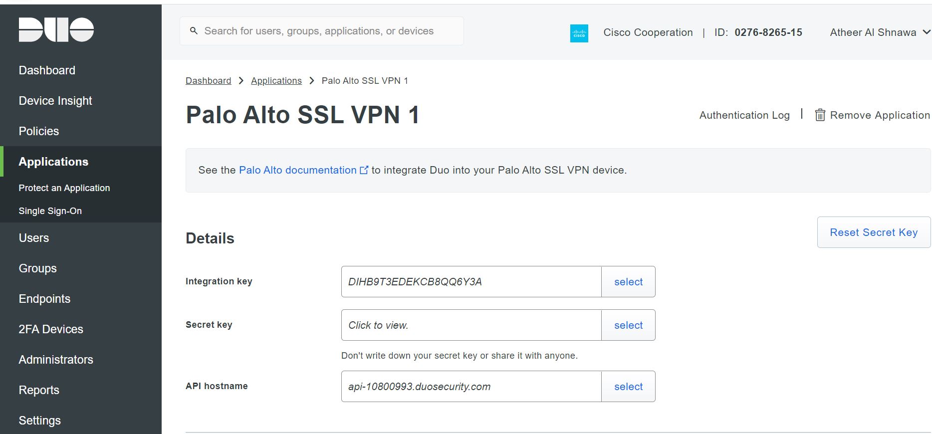 この画像は DUO ポータル ページを示しています