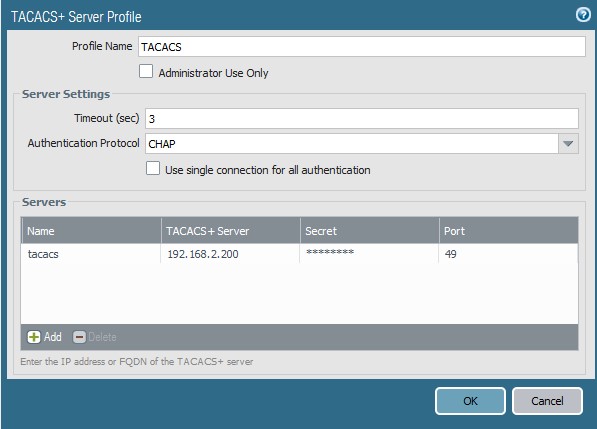Tacacs Server Profile