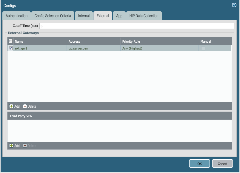Snapshot displaying FQDN configured for GlobalProtect Gateway