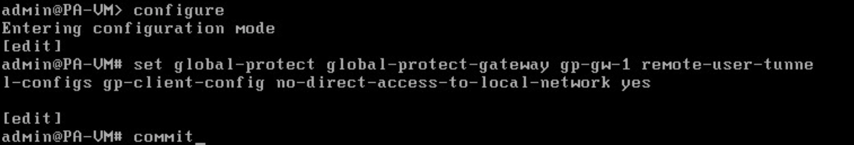 Screenshot displaying how to disable access to local resources in the command line interface.