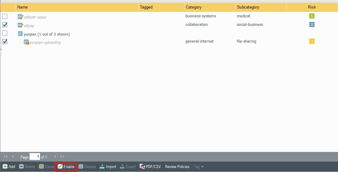 Disabled Applications