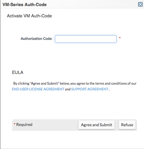 Screenshot of VM-Series Auth-Code