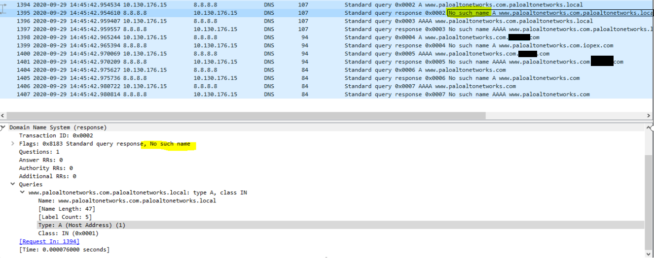 DNS captura de paquetes