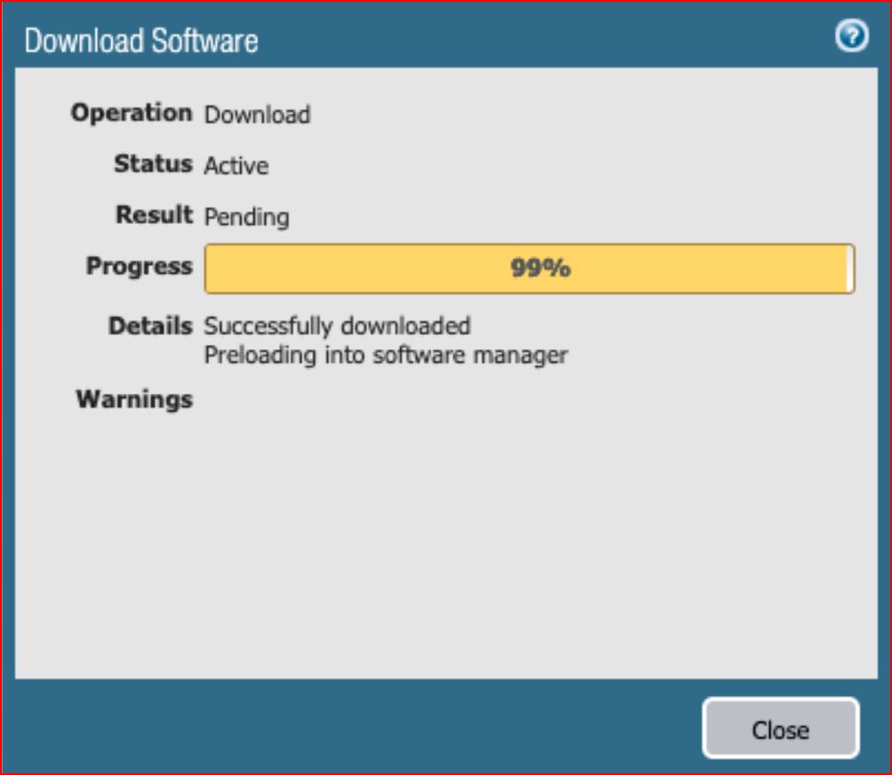 PANOS Download fehlgeschlagen nach dem Vorladen in den Software-Manager.