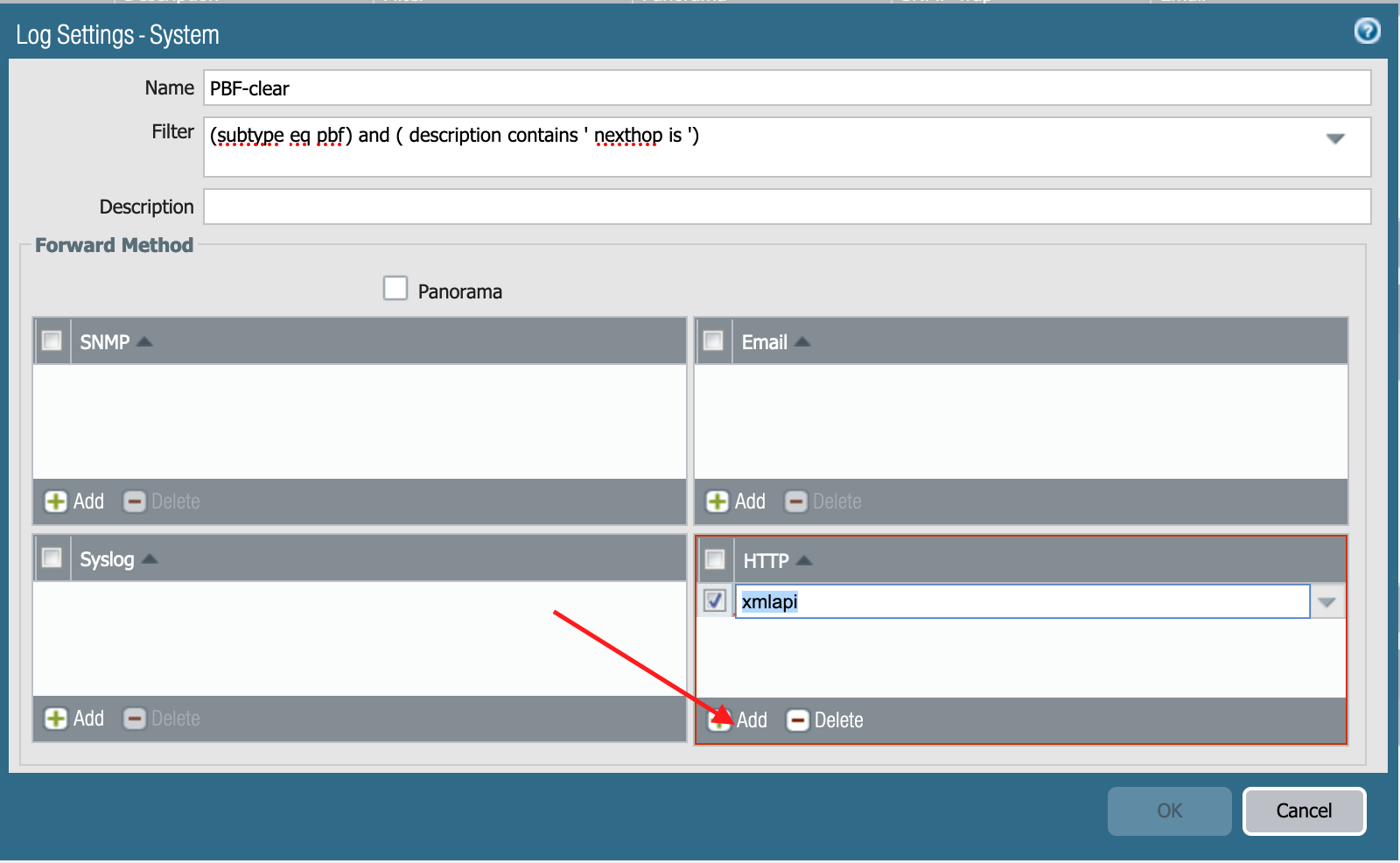 Ajouter le HTTP profil