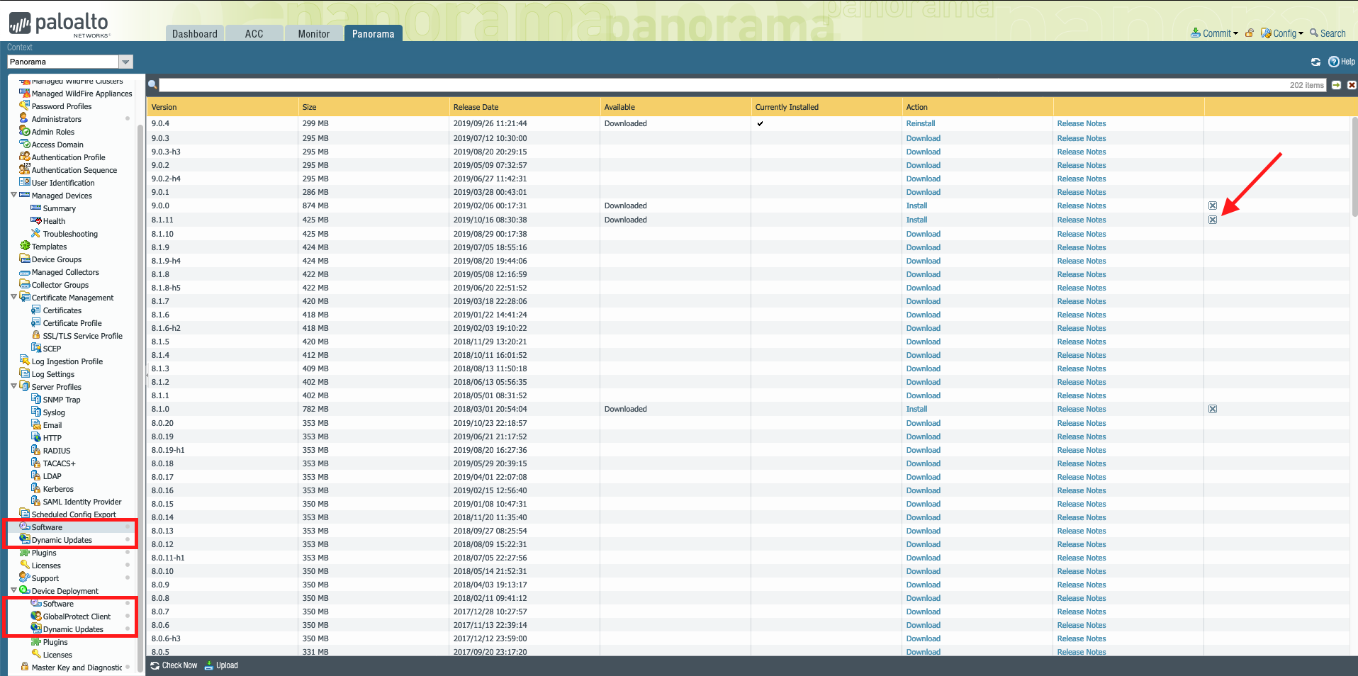 To clear a specific software, go to the right category then click on the cross