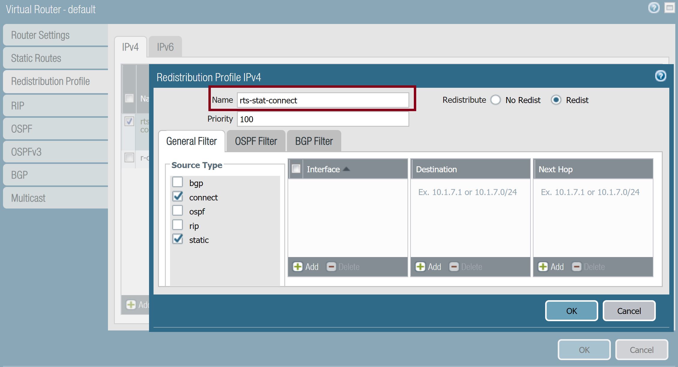 Redistribution Profile - IPv4