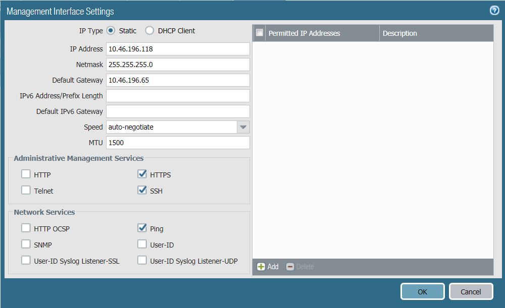 firewall运行 PAN-OS 9.0 的管理接口