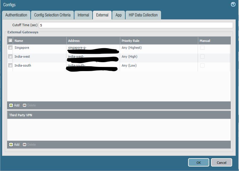 Externe Gateways basierend auf dem Standort ausgewählt