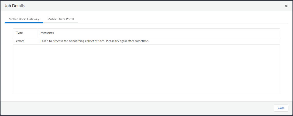 Job details to Mobile Users Gateway