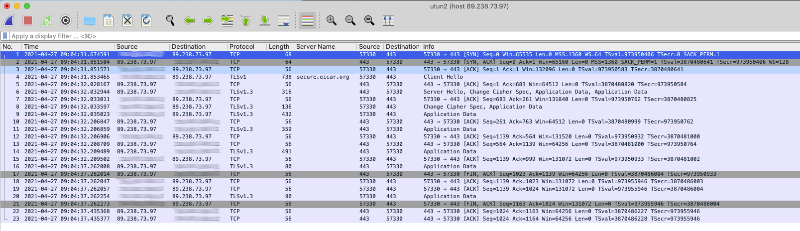 암호화된 캡처 정보가 수집되었습니다.