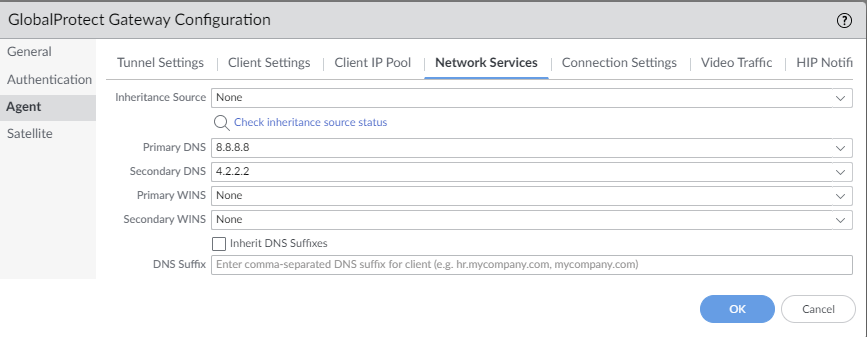 Screenshot for dns configuration