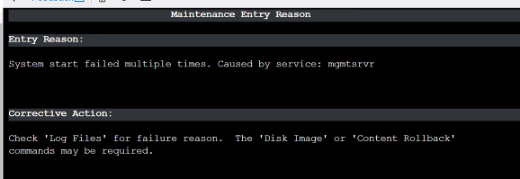 Maintenance Mode Entry Reason