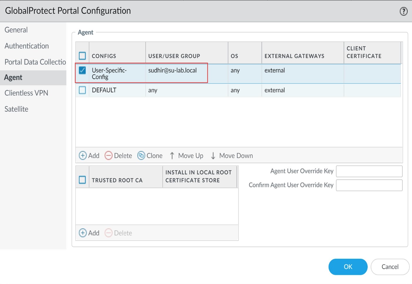 GlobalProtect Agent Config