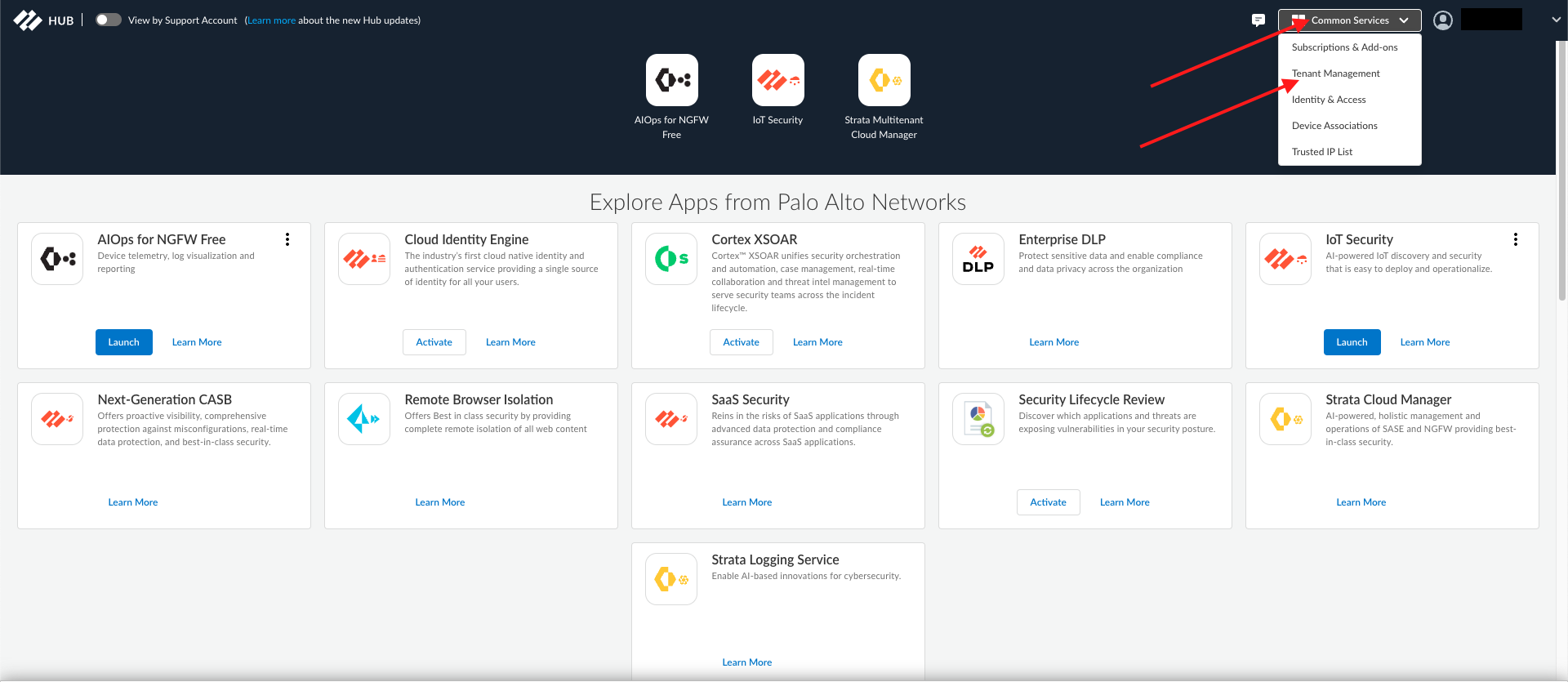 Vaya a la sección Administración de inquilinos del Portal del centro