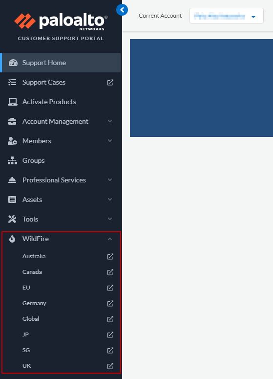 Sélectionnez le cloud que Wildfire vous utilisez