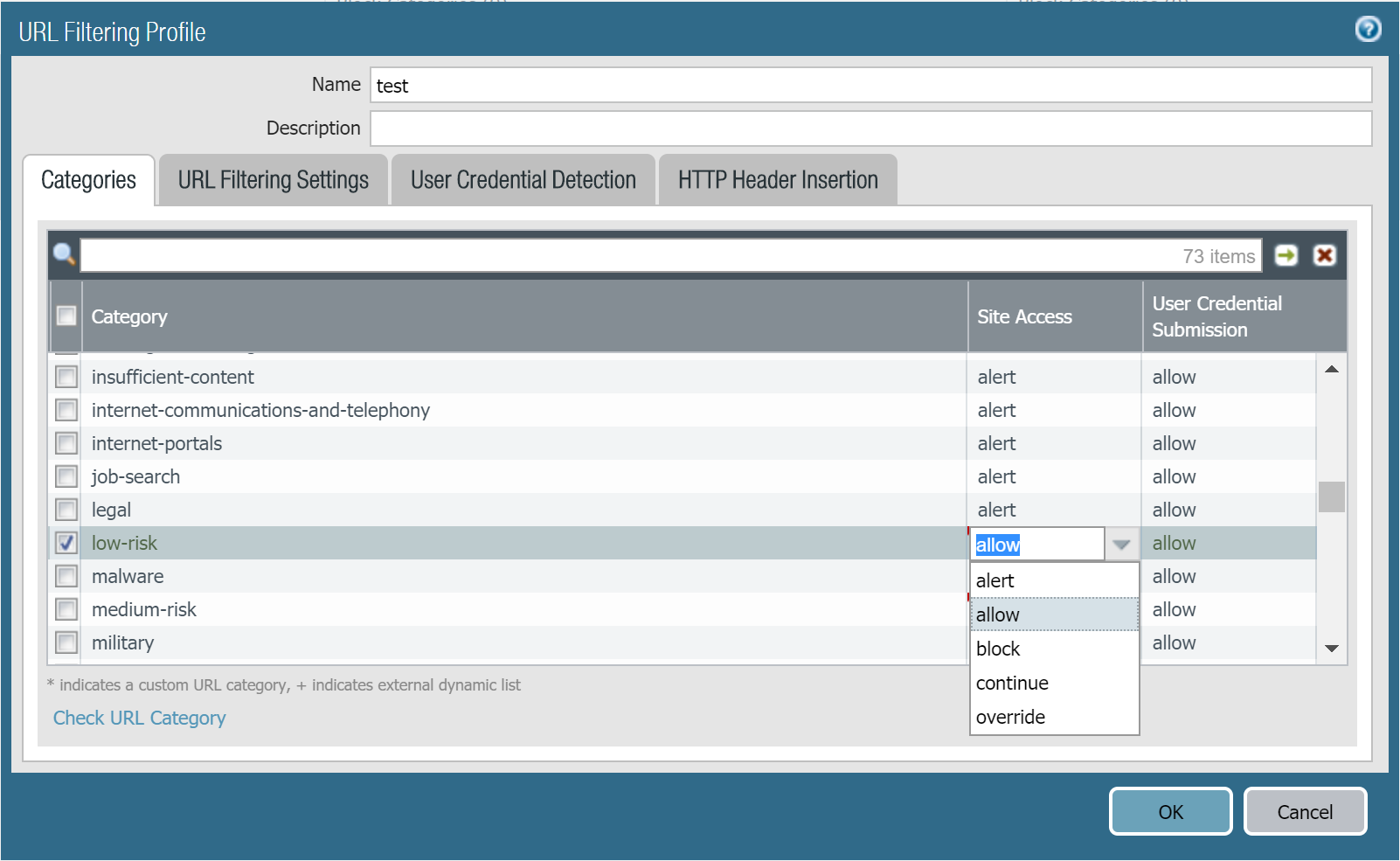 Establezca la acción para permitir el bajo riesgo.png