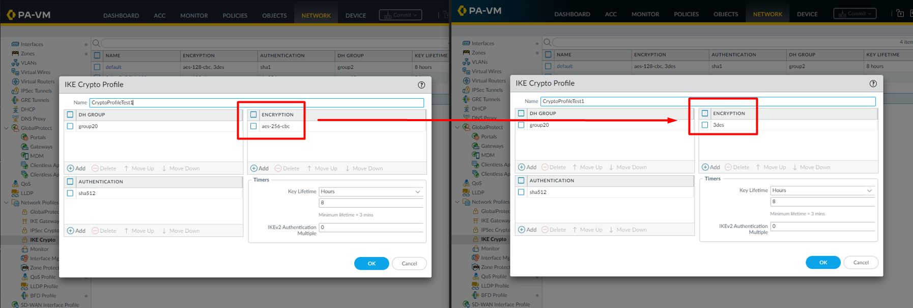 Encryption mismatch in Web GUI