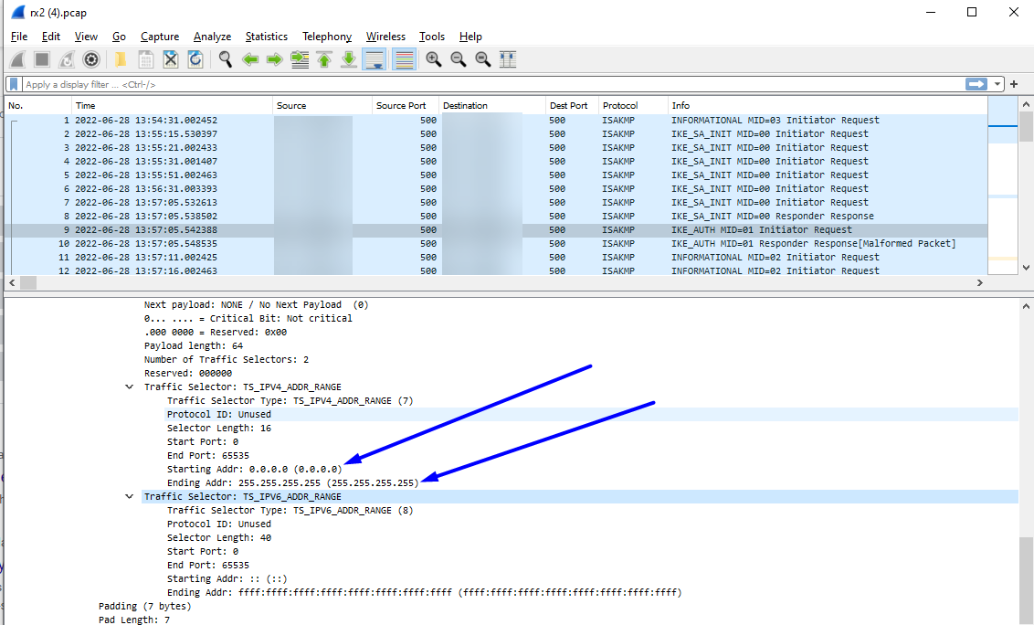 Showing Wireshark for Proxy IDs Phase 2