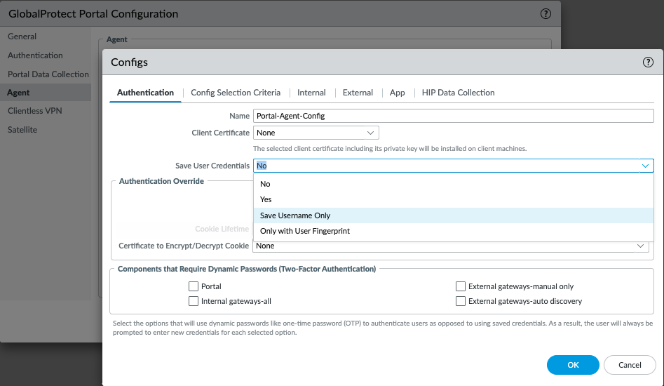 Portal Agent Settings