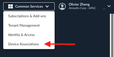 Go to Common Services > Device Associations