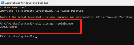 wmic is available but serial number is not set