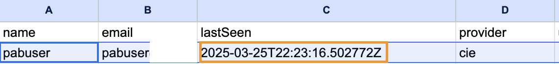 PAB user export lastSeen
