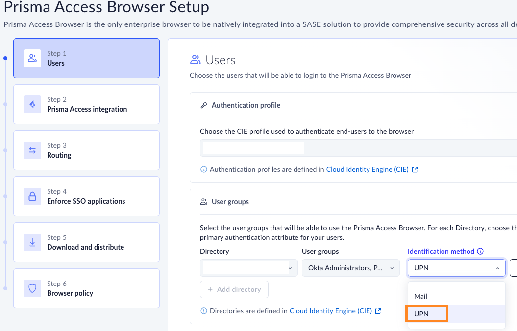 UPN format for identification in PAB