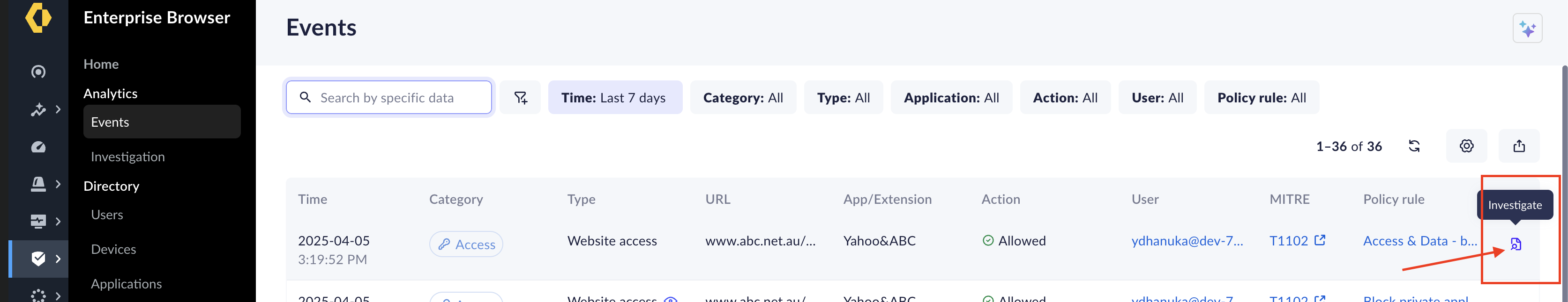 Investigate event logs PAB