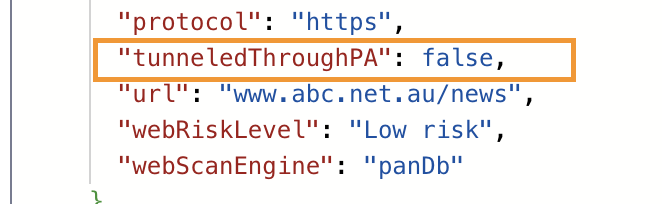tunnelled through PAB is set to false