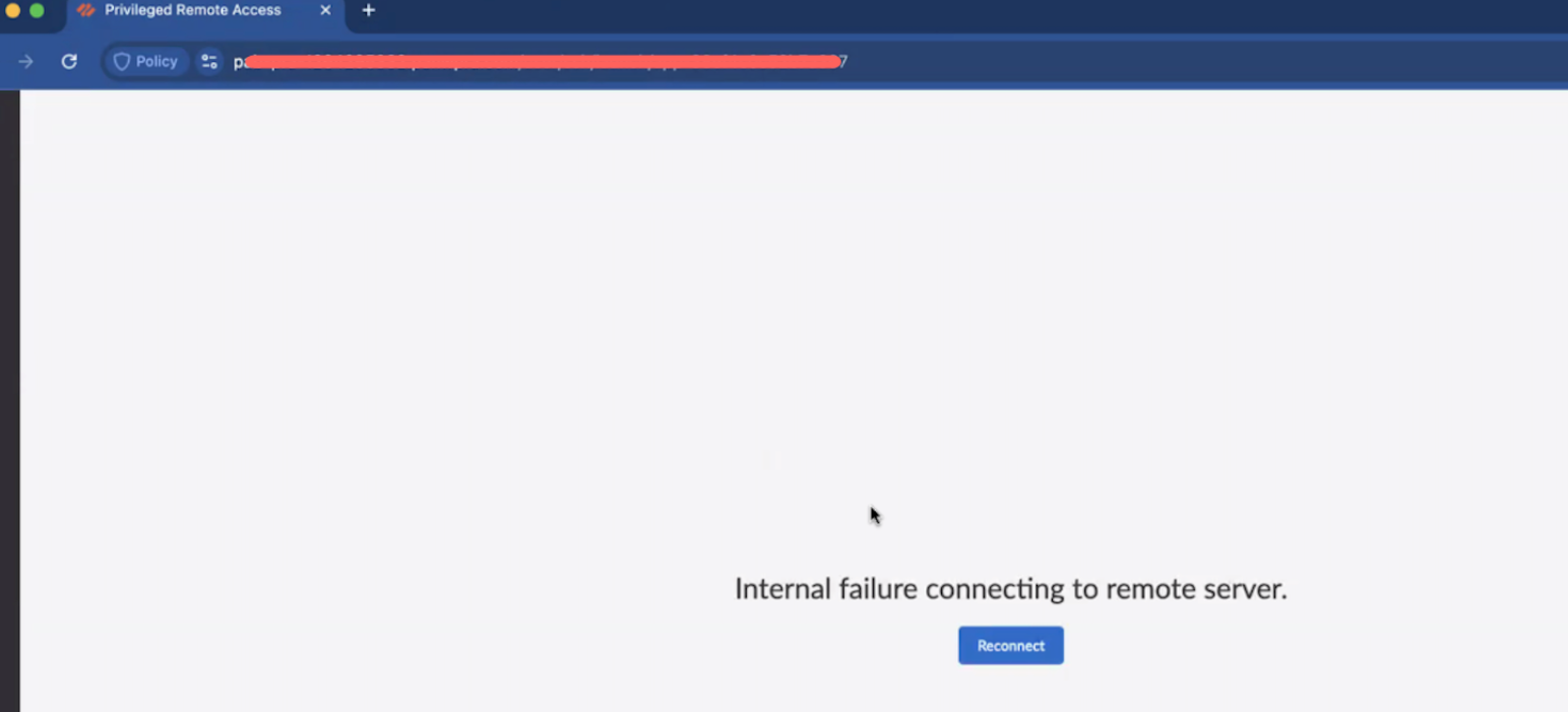 Error message seen on Prisma Browser