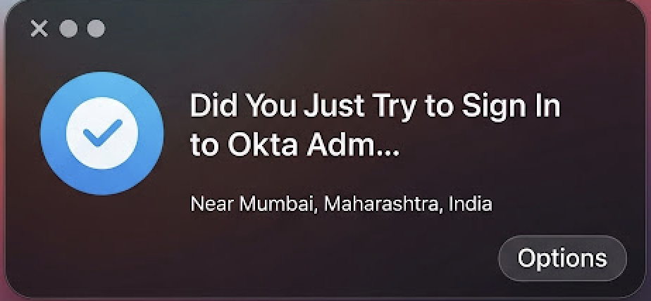 Okta showing login from india