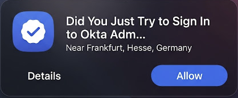 Okta showing login from Germany