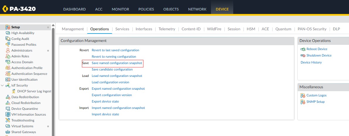Save the named configuration