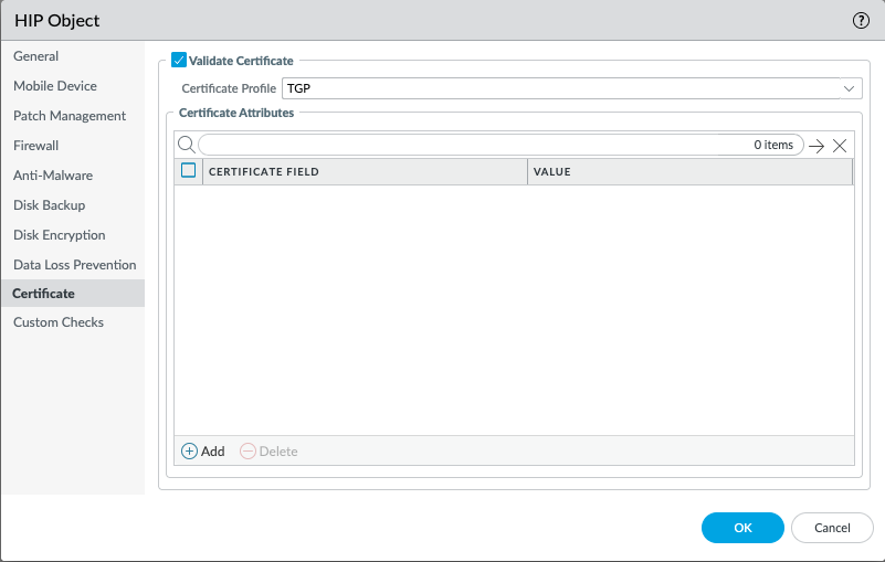 HIP Object Certificate Check