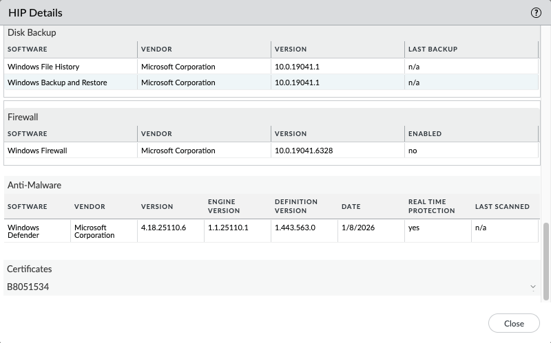 HIP report in HIP Match log 