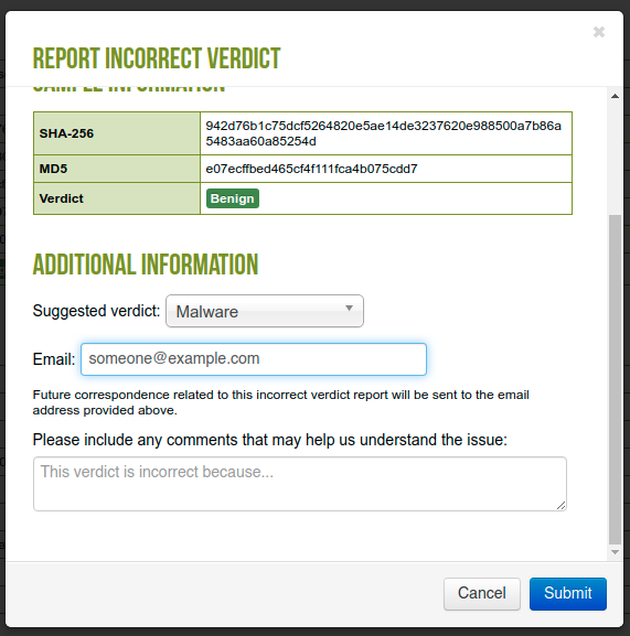 submit request via WildFire portal