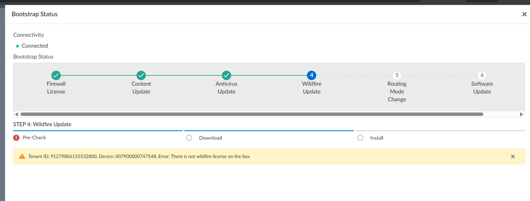 SCM Bootstrap fails due to wildfire