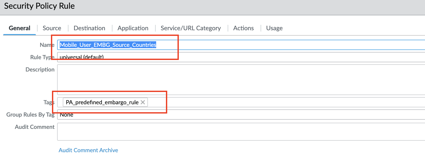 Rule example for Panorama managed Prisma Access