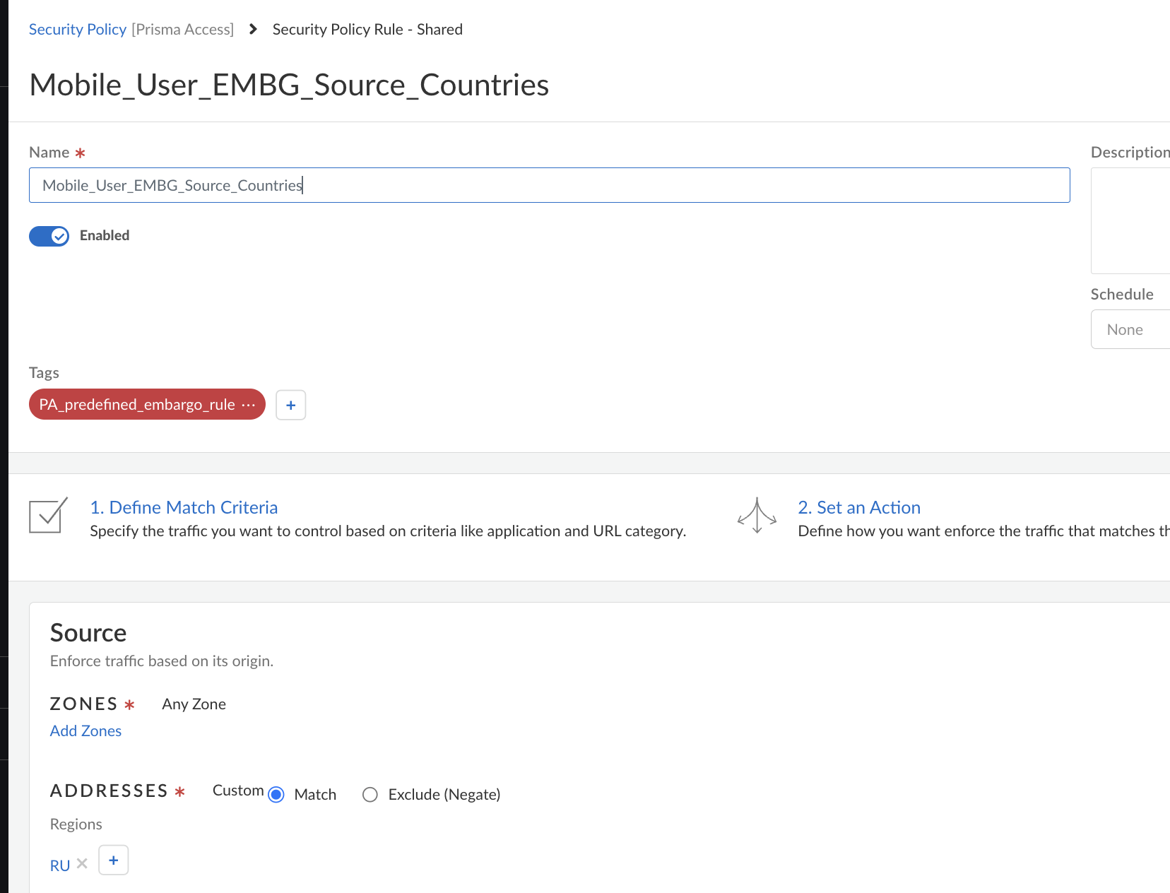 Rule example cloud managed Prisma Access