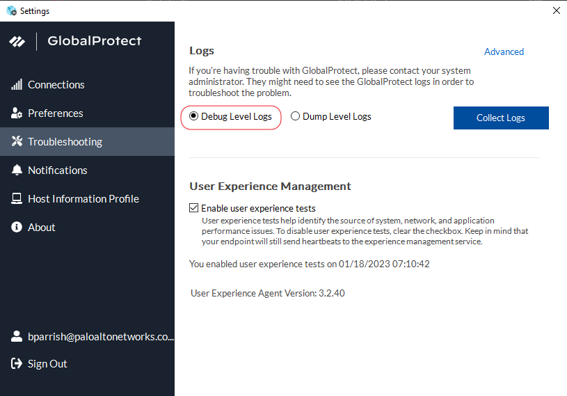 Enable Debug Level Logging