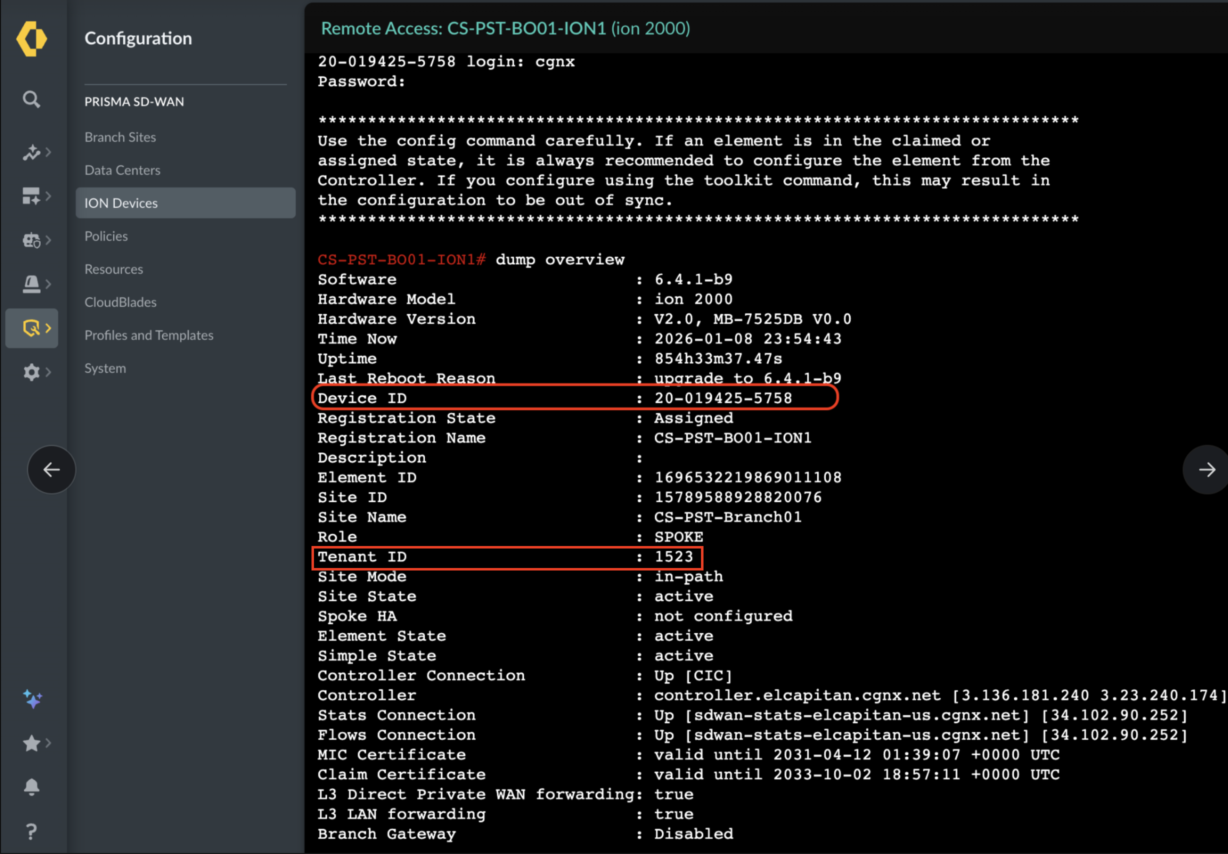CLI Prisma SDWAN